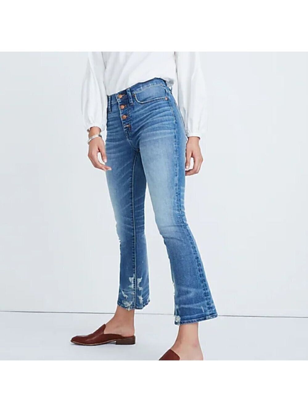 Madewell Cali Demi-Boot Jeans in Bess Wash: Button-Front Edition Size 26